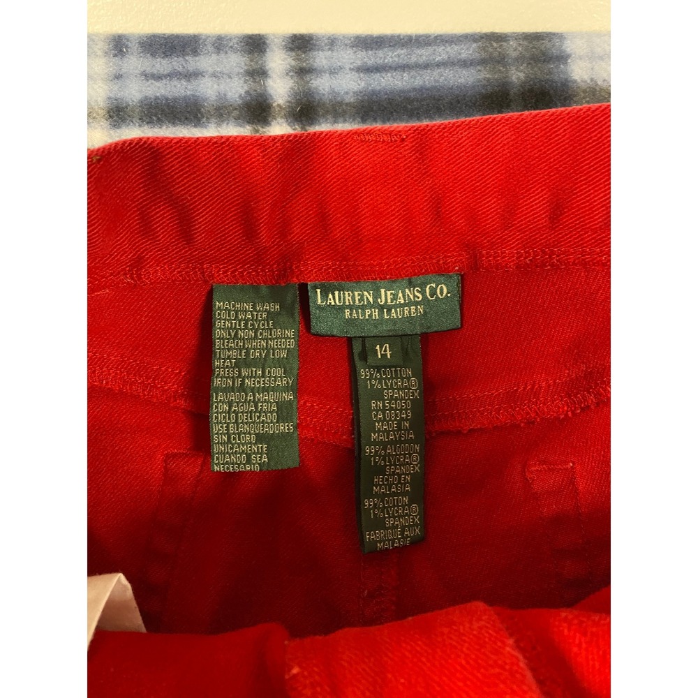 Lauren Jeans Co Ralph Lauren Red Straight Leg Denim Pants Womens 14 Cotton Blend - Picture 2 of 8